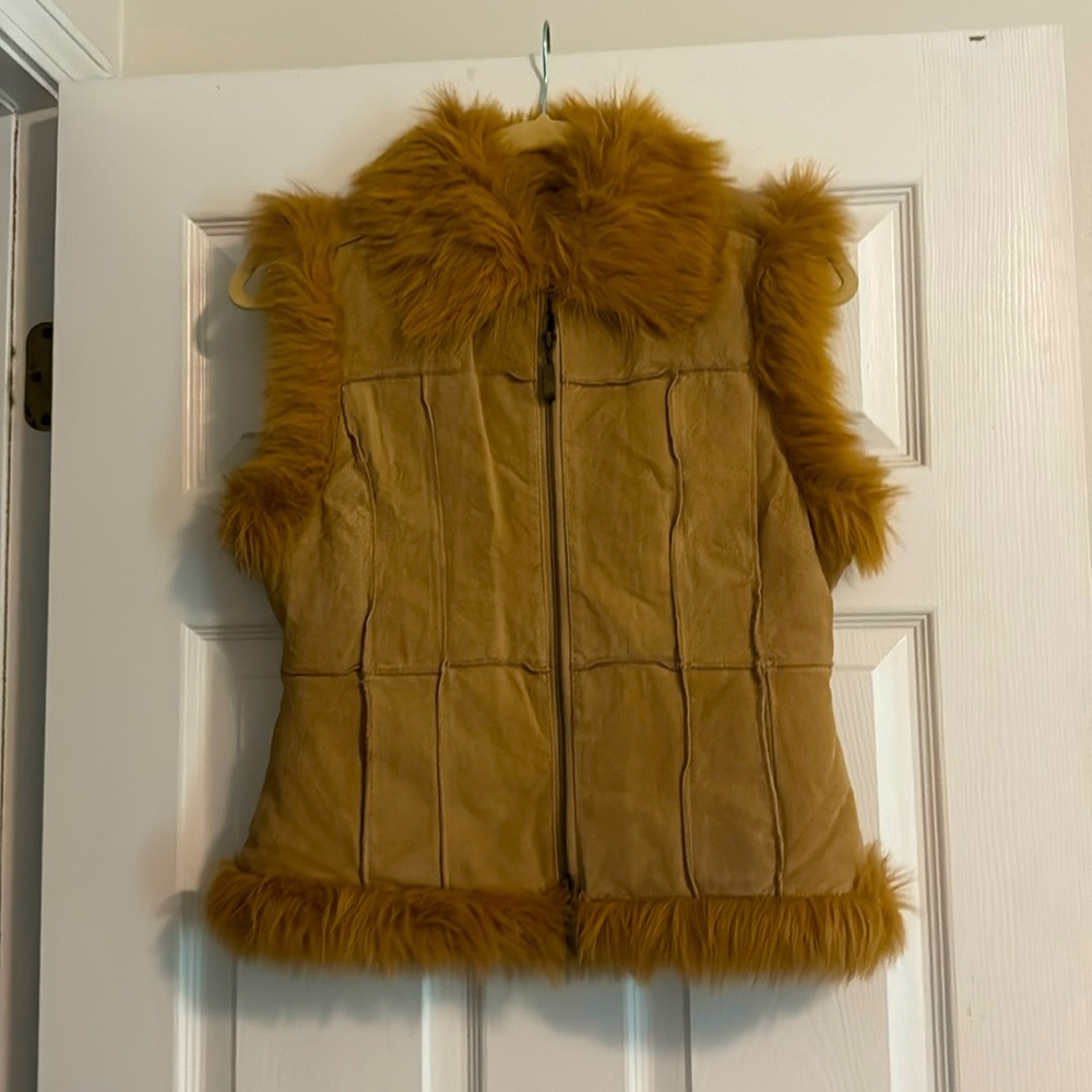 Leather and faux fur vest
